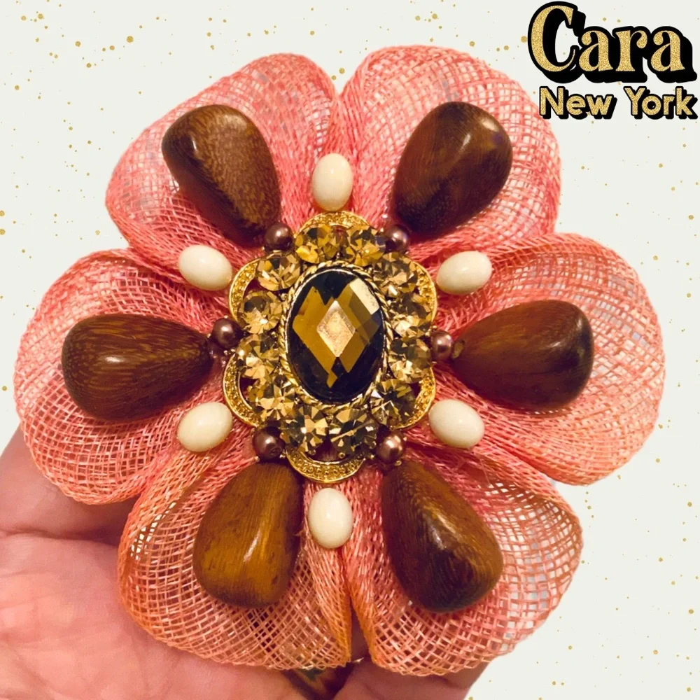 Cara New York Brooch VINTAGE JEWELED FLOWER STONE DESIGN NWT